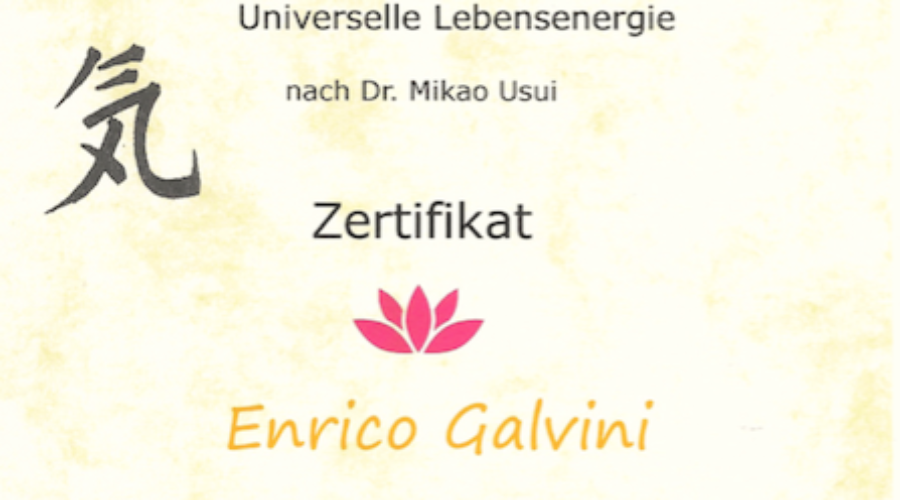 Enrico Galvini Zertifikat 2.Reiki Grad